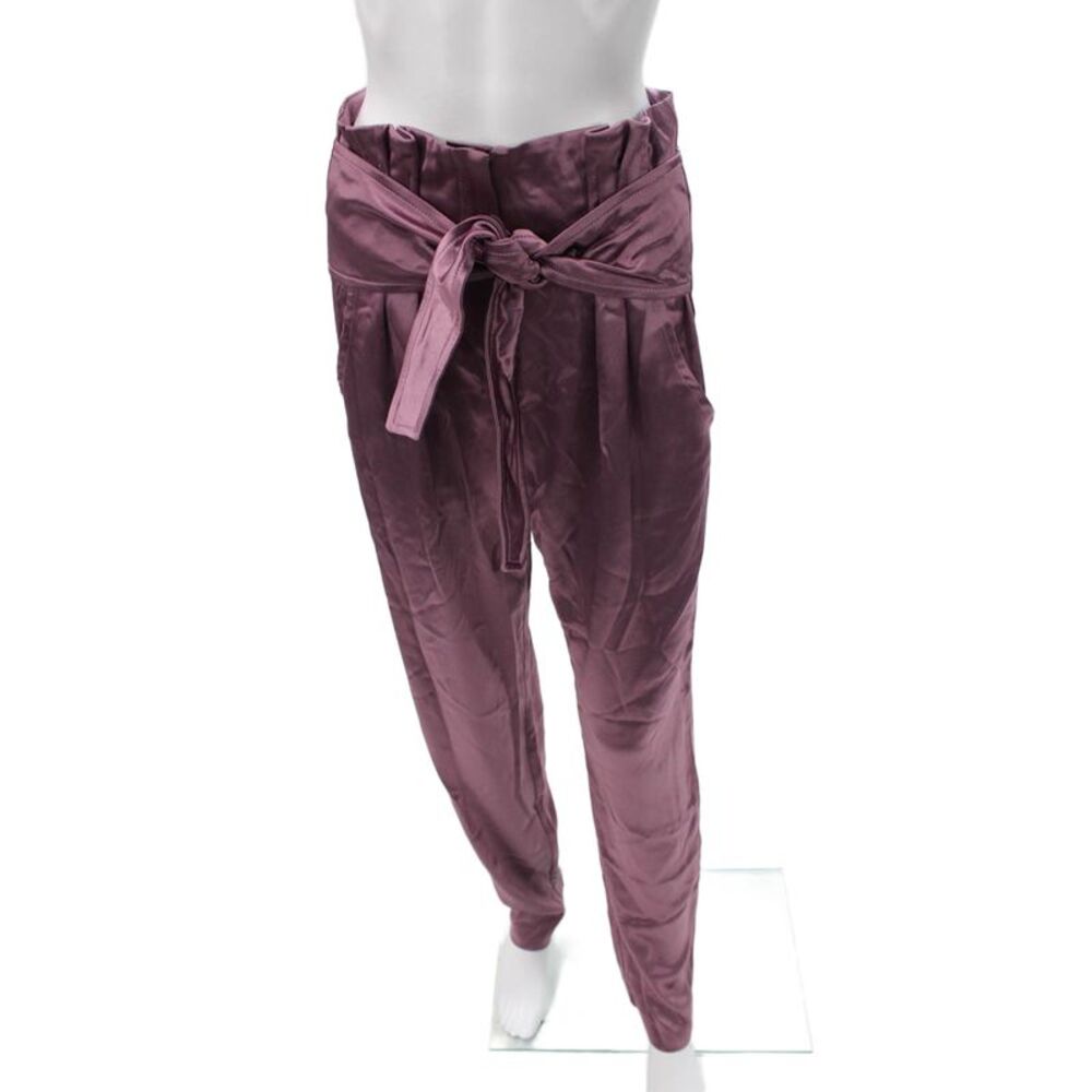 Nonchalant Label Women Paperbag Pants Purple Tie Waist Polyester Size XS